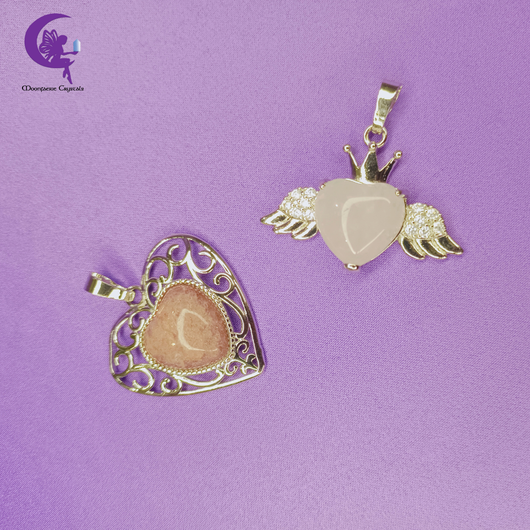 Empress of Love ππ β A Pair of Royal Devotion for Your Heart Featuring Strawberry Quartz & Rose Quartz Pendants