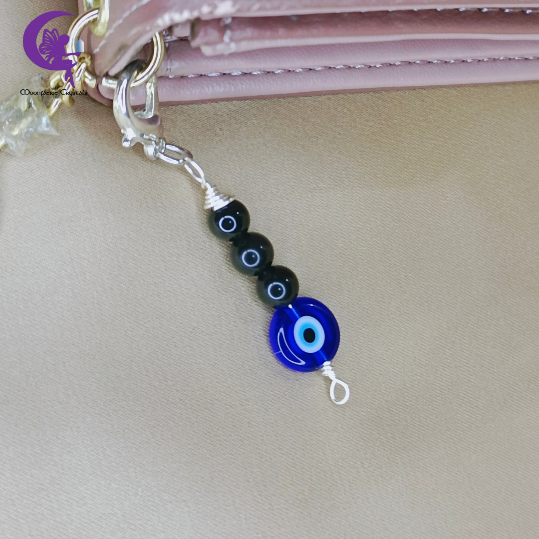 Evil Eye Black Obsidian Mini Keyring