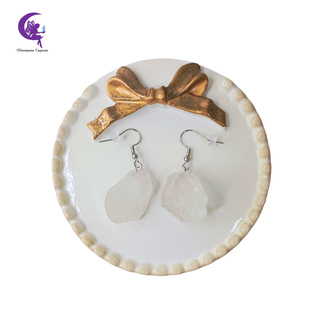 Raw Clear Quartz Dangle Earrings