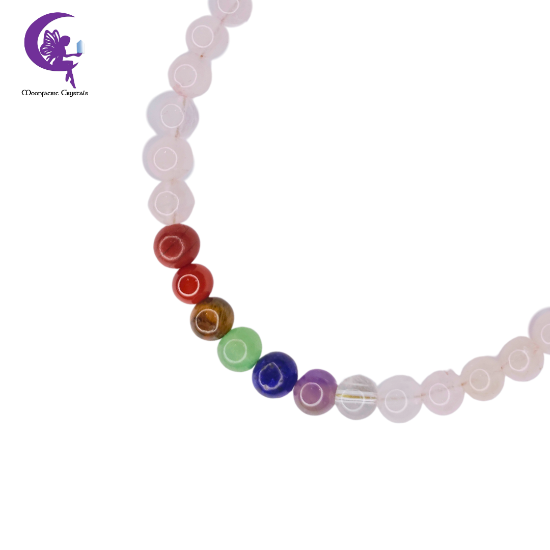 Rose Quartz + 7 Chakra Multi-Healing Anklet