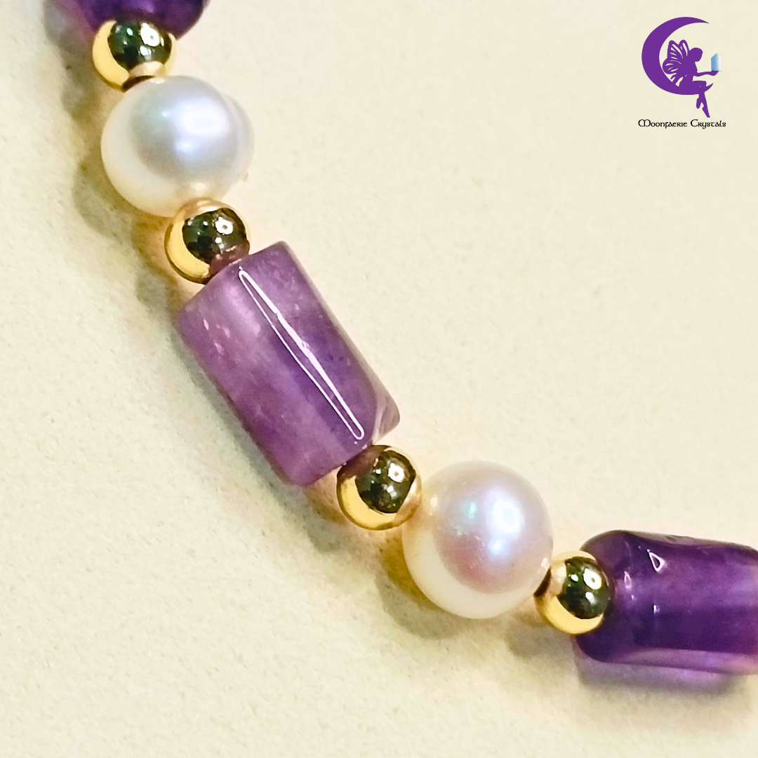 Amethyst Regal Elegance Bracelet - Gemstone Meets Pearl