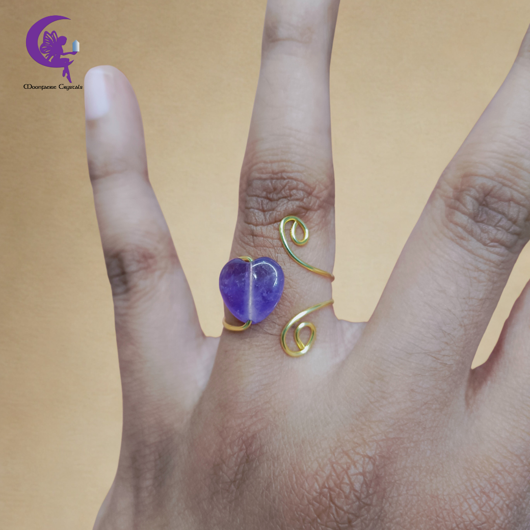 Crown & Third Eye Chakra Healer Ring – Amethyst