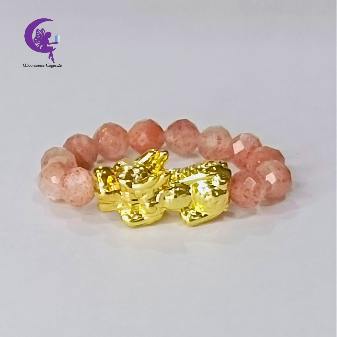 Moonfaerie Sunstone & Pi Xiu Golden Emperor Prosperity Ring