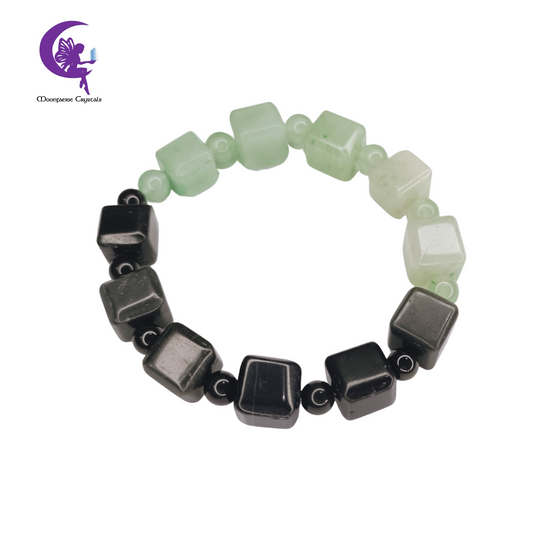 Shadow & Growth Bracelet - Black Obsidian & Green Aventurine