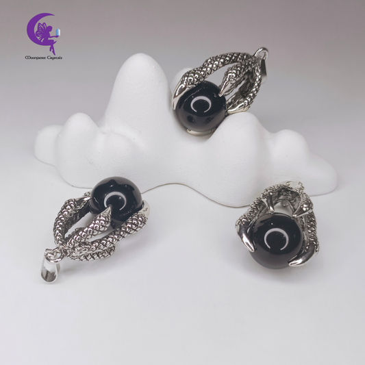 Falcon Grip Black Obsidian Pendant