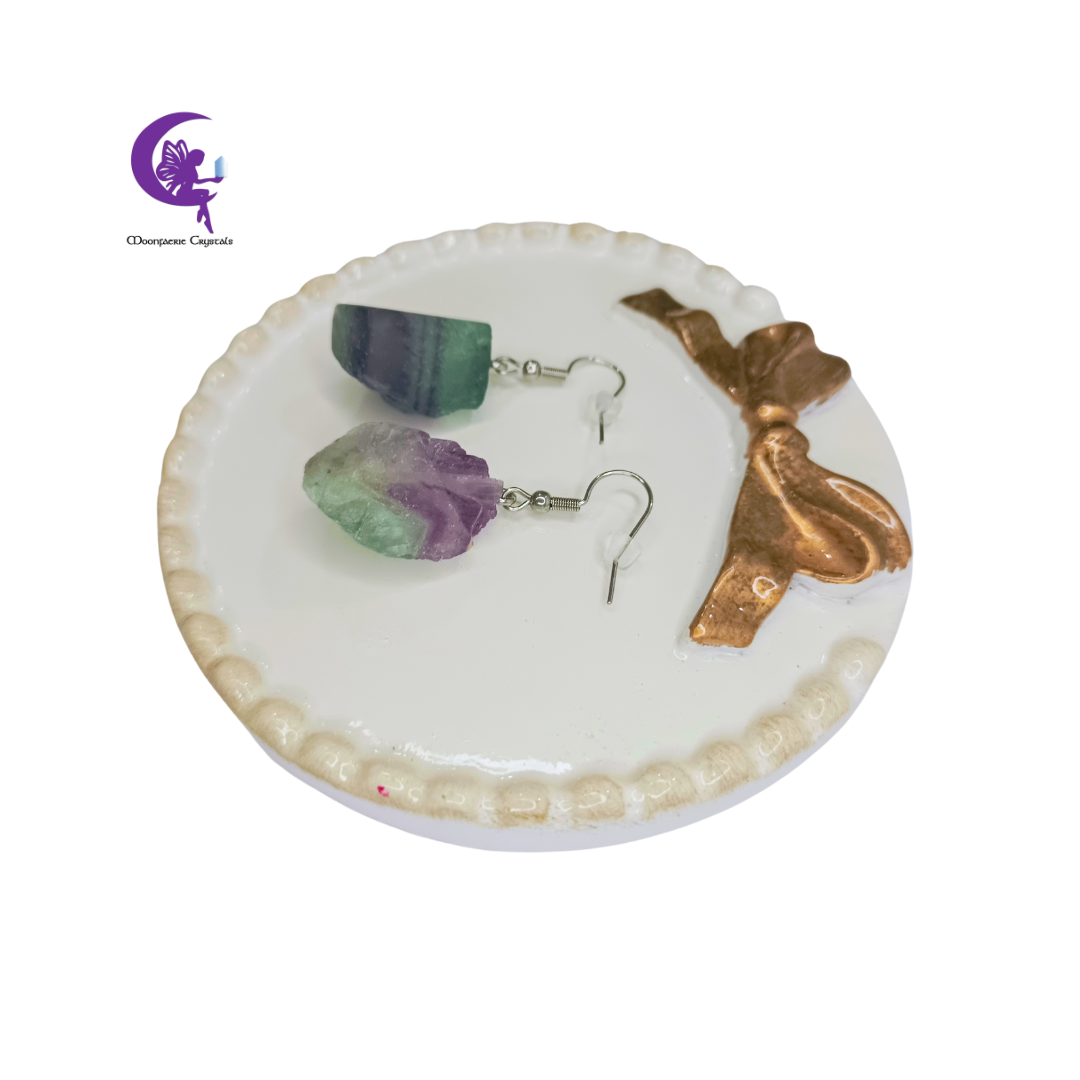Raw Fluorite Dangle Earrings