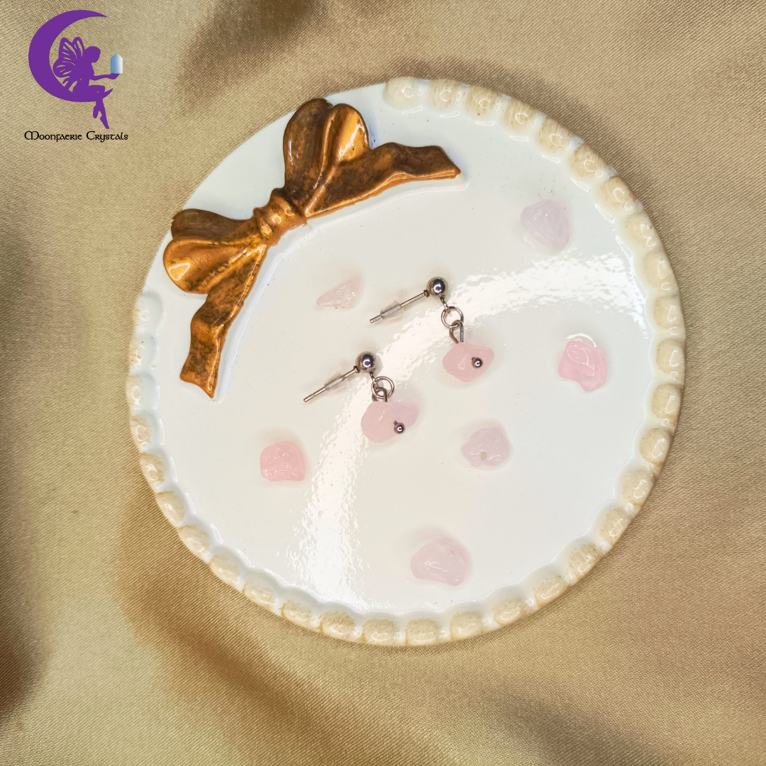 Rosy Rose Quartz Chip Earrings