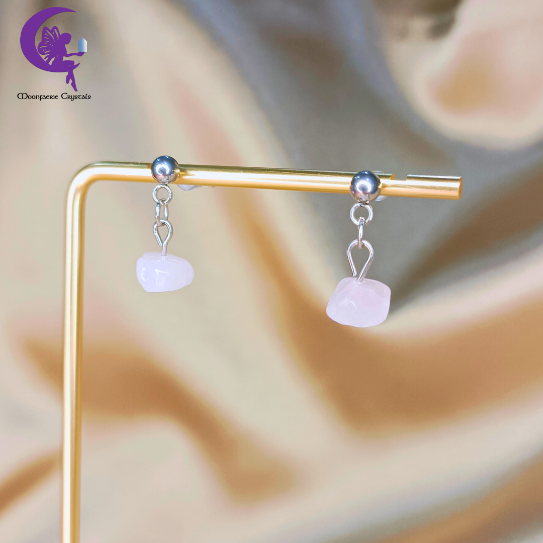 Rosy Rose Quartz Chip Earrings