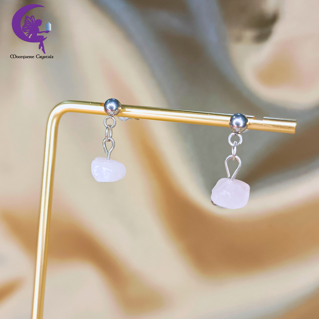 Rosy Rose Quartz Chip Earrings