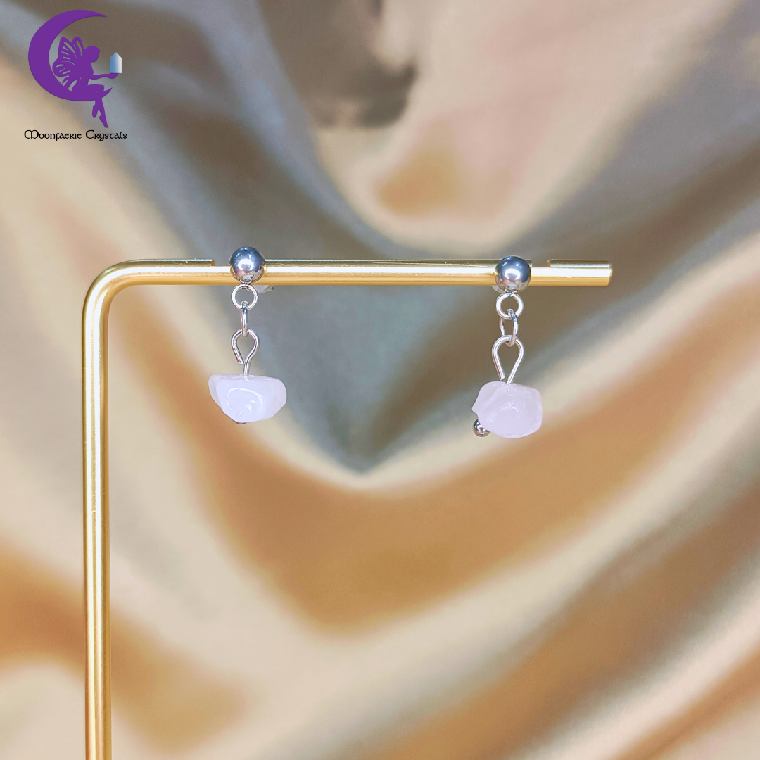 Rosy Rose Quartz Chip Earrings