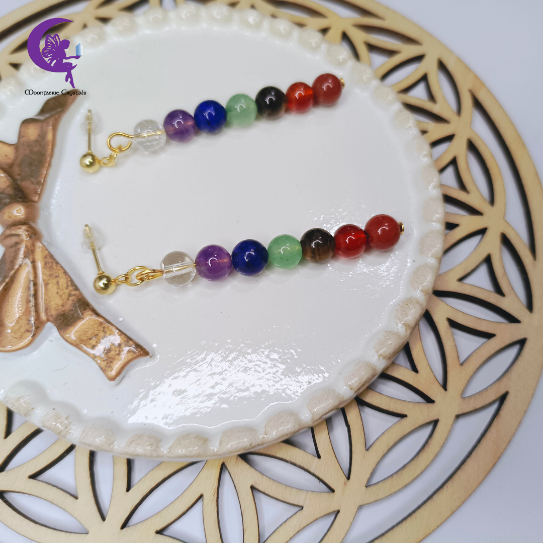 7 Chakra Round Beads Earrings - Multi-Healing Energy