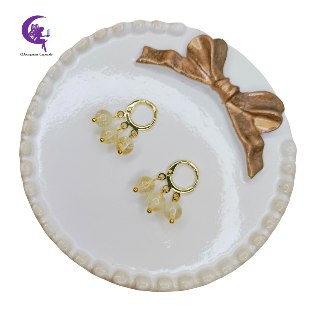 Triple Citrine Leverback Earrings — 3x Wealth, Joy, and Manifestation