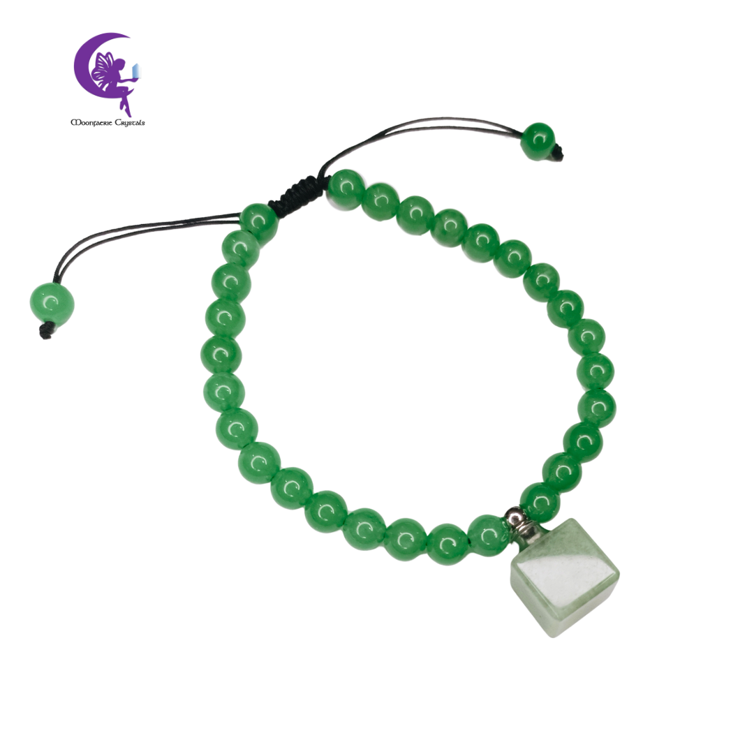 Green Aventurine Refillable Cube Gemstone Bracelet