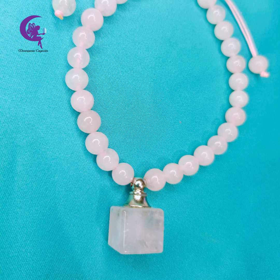 Rose Quartz Refillable Cube Gemstone Bracelet