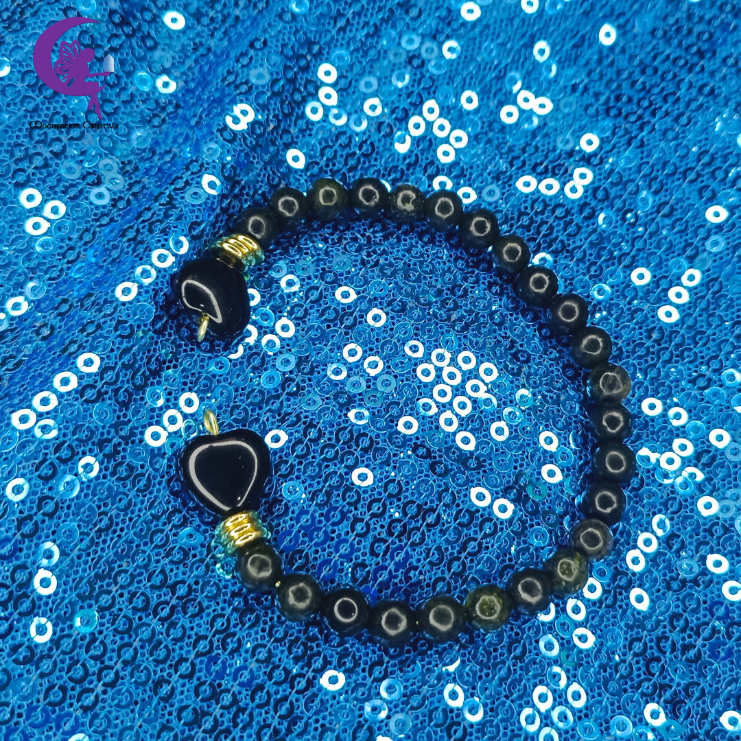 🖤 Veil of Shadows Bangle – Black Obsidian & Serpentine ✨