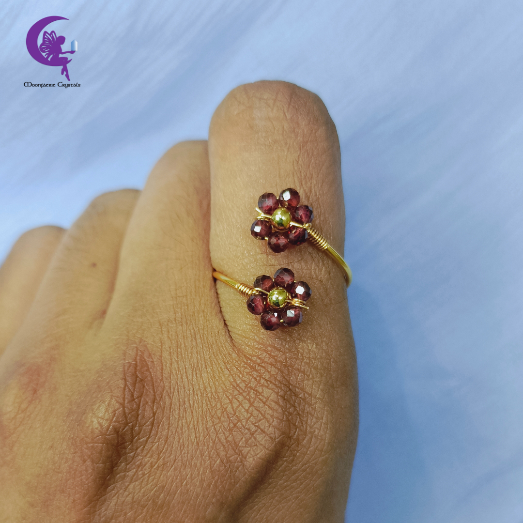 Garnet Sundrop Bloom Ring