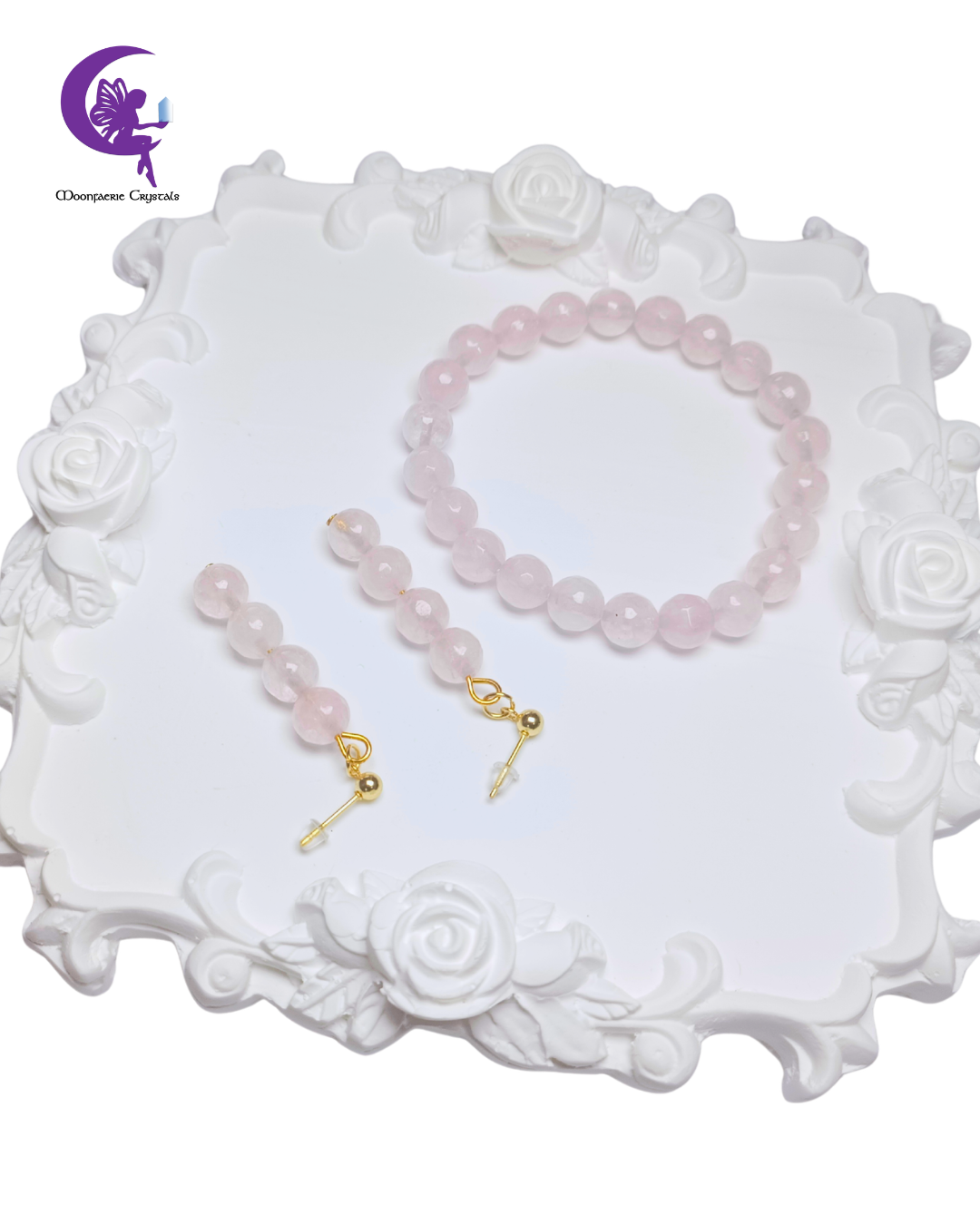 Glimmering Heart Rose Quartz Jewelry Set