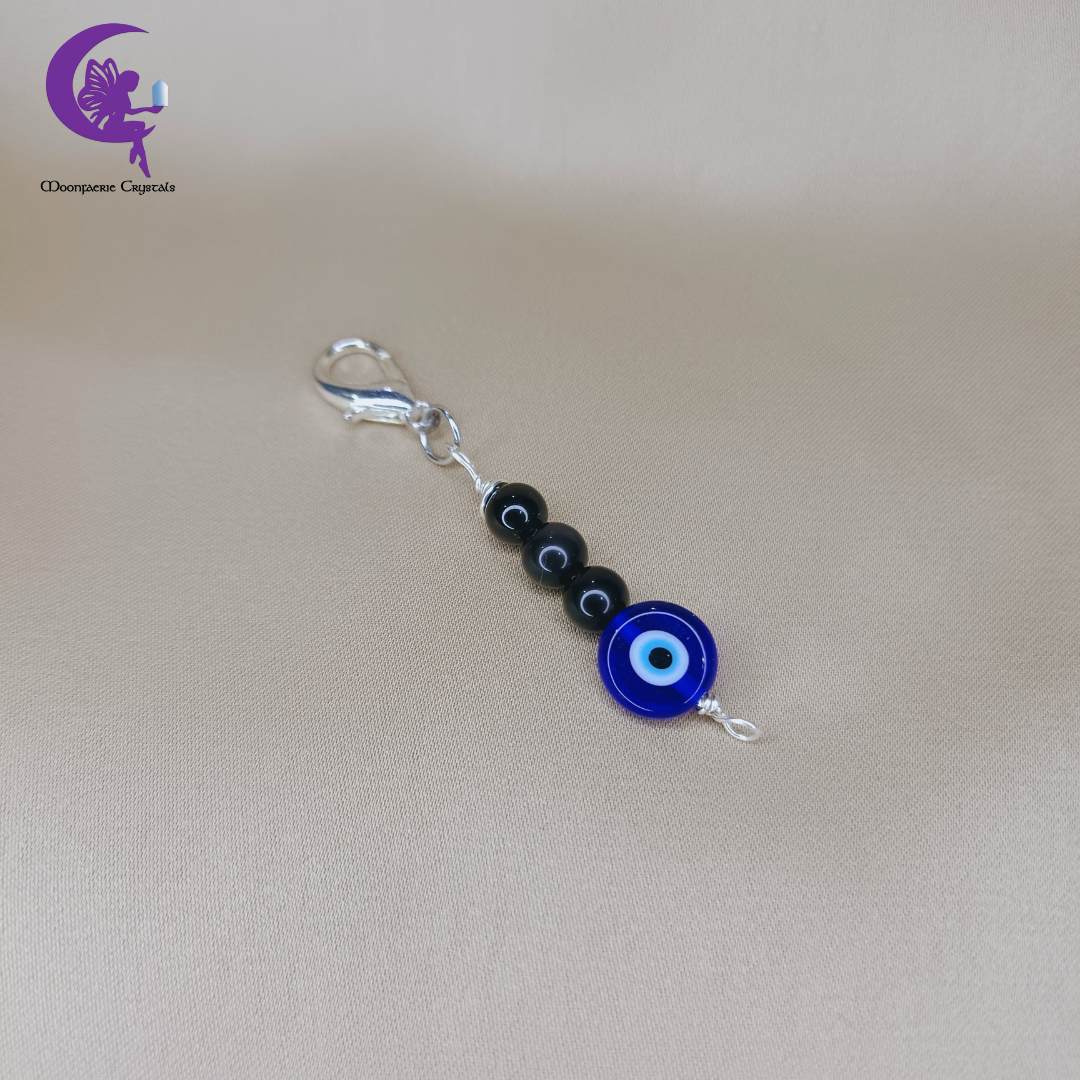 Evil Eye Black Obsidian Mini Keyring