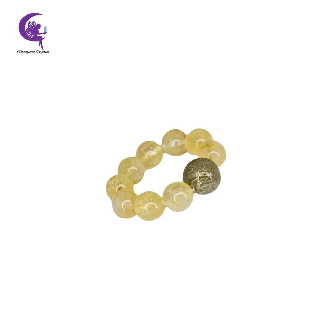 Citrine Pyrite Beaded Ring