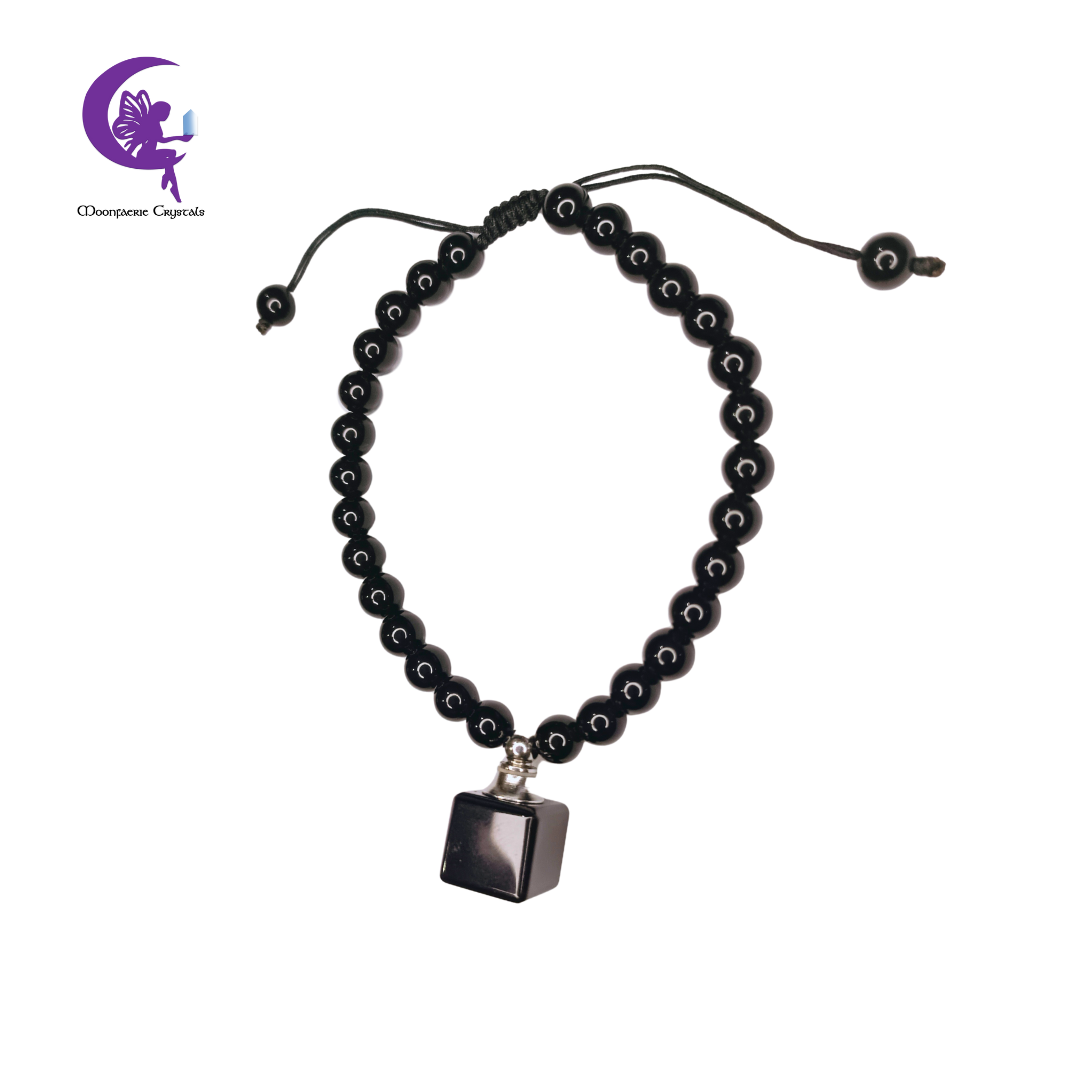 Black Obsidian Refillable Cube Gemstone Bracelet