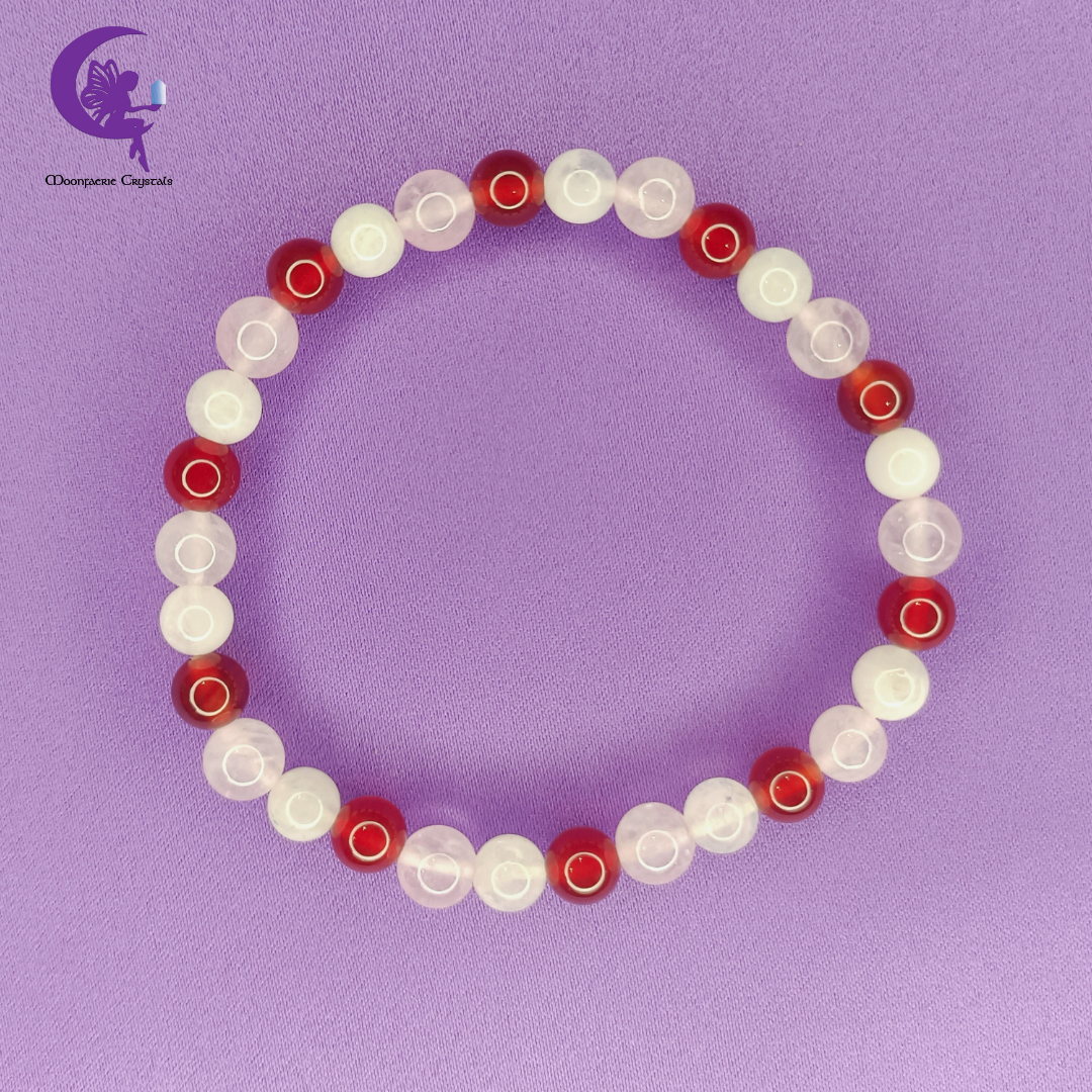 Sacred Rose Flame Bracelet - Carnelian, Rose Quartz & Moonstone