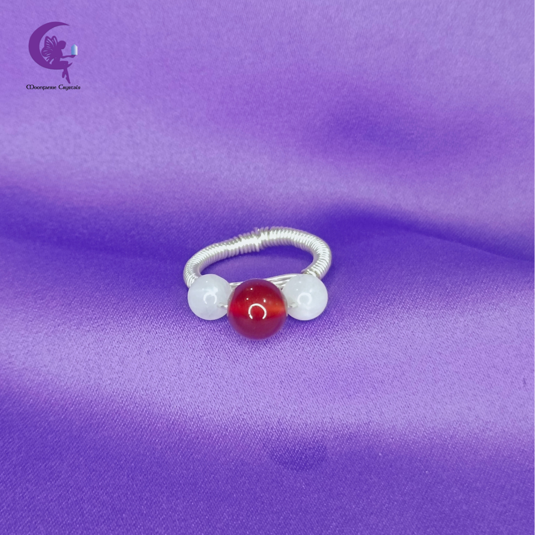 Aligned Goddess Ring – Carnelian & Moonstone - Power, Intuition & Harmony
