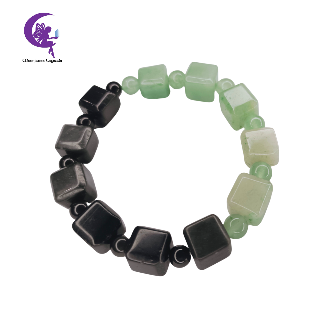 Shadow & Growth Bracelet - Black Obsidian & Green Aventurine