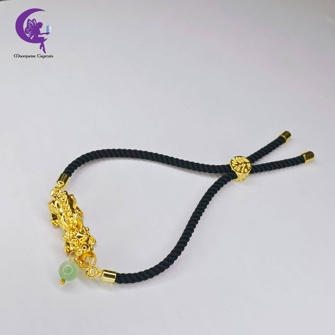 Pi Xiu Green Aventurine Adjustable Bolo Bracelet – Feng Shui Guardian of Prosperity & Peace