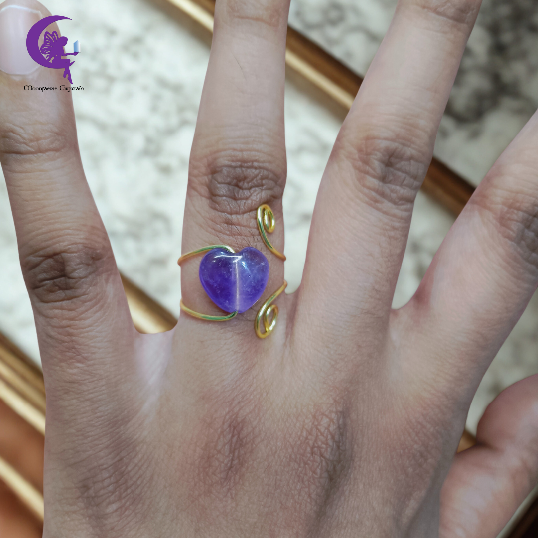 Crown & Third Eye Chakra Healer Ring – Amethyst
