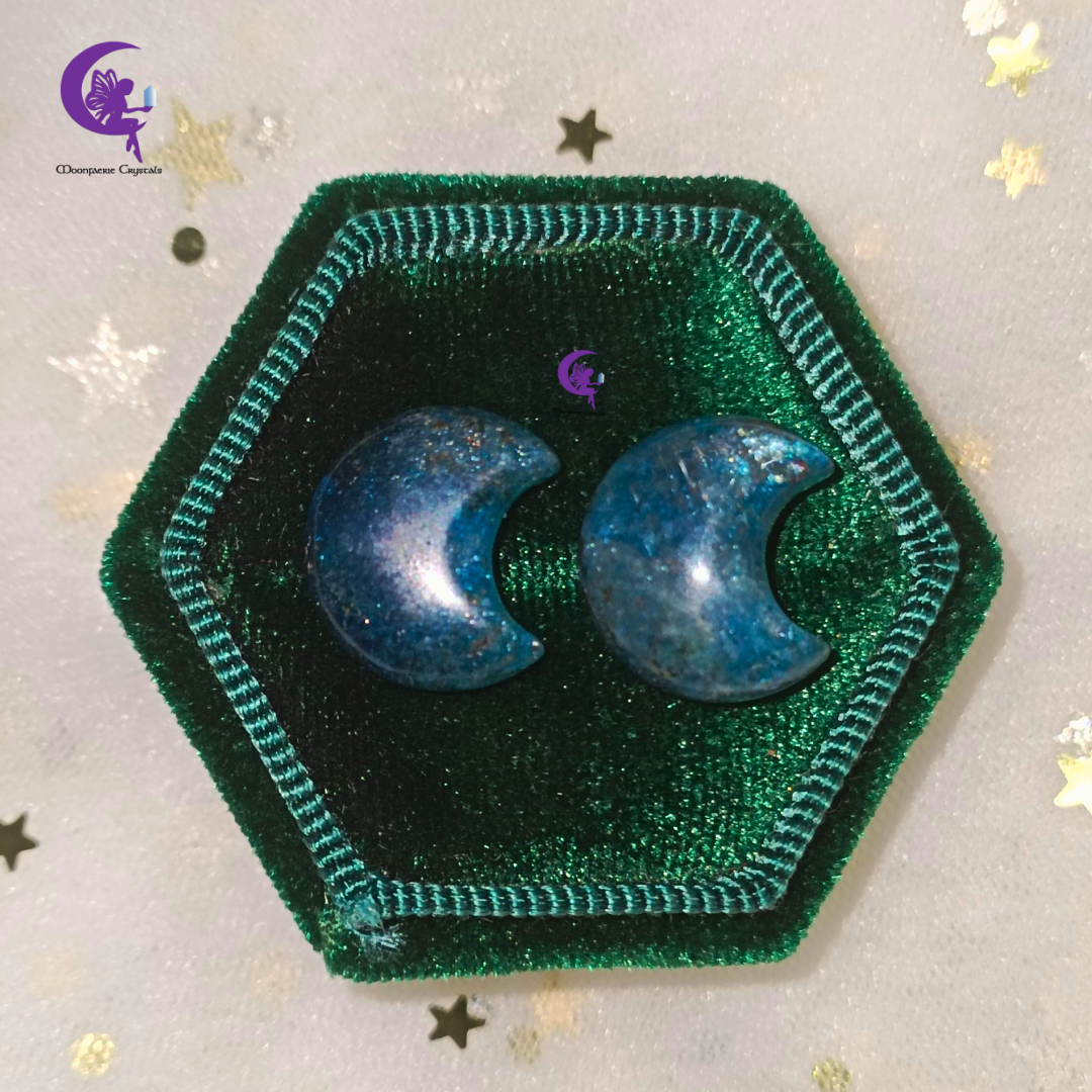 Glimmering Moonlit Blue Apatite Stud Earring