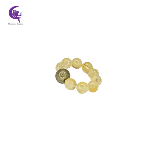 Citrine Pyrite Beaded Ring