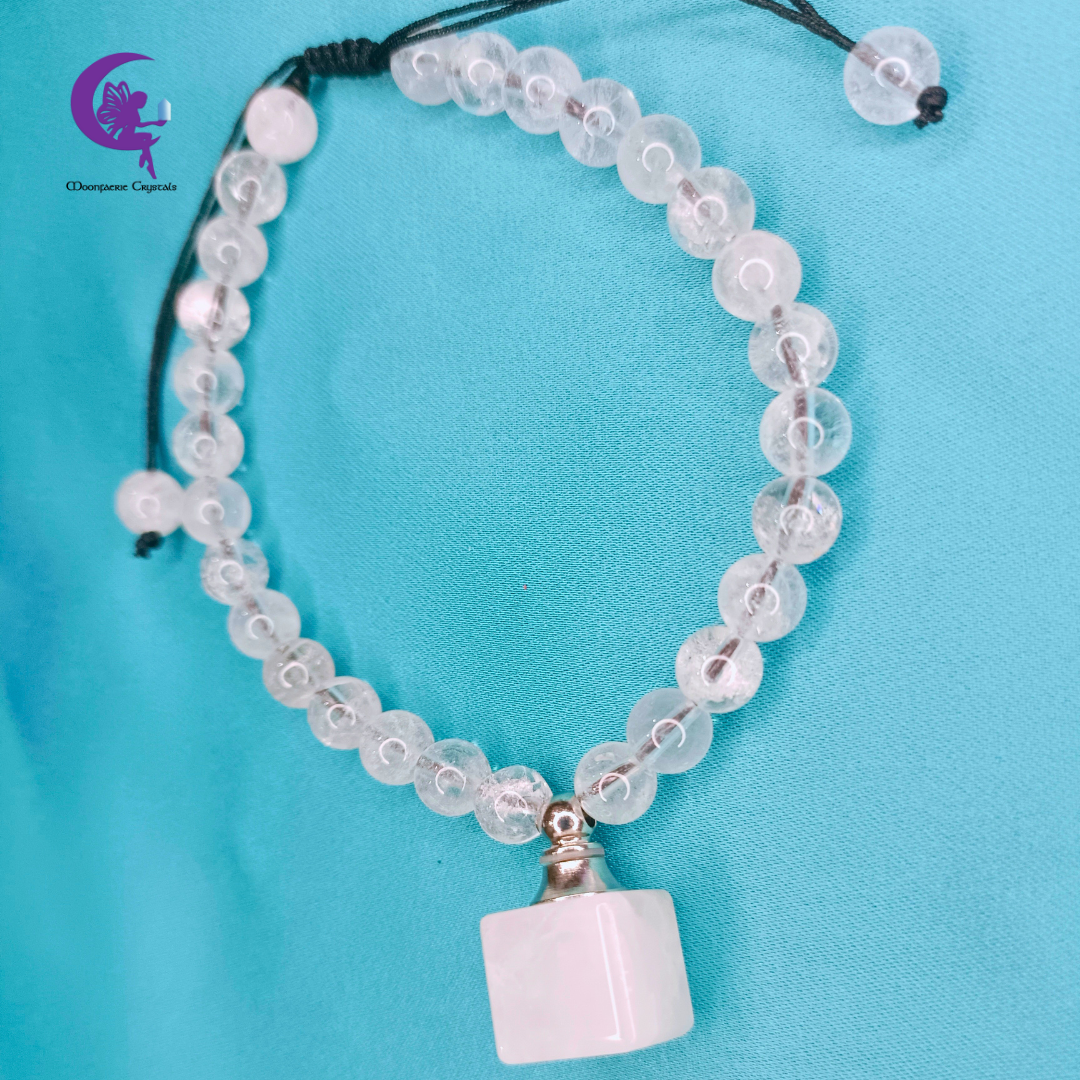Clear Quartz Refillable Cube Gemstone Bracelet