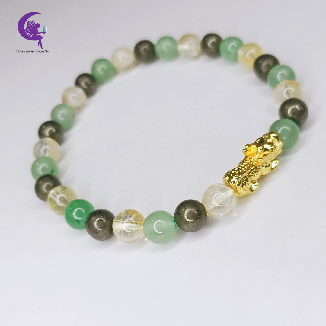 Pi Xiu Abundance Overflow – Green Aventurine, Citrine & Pyrite Bracelet