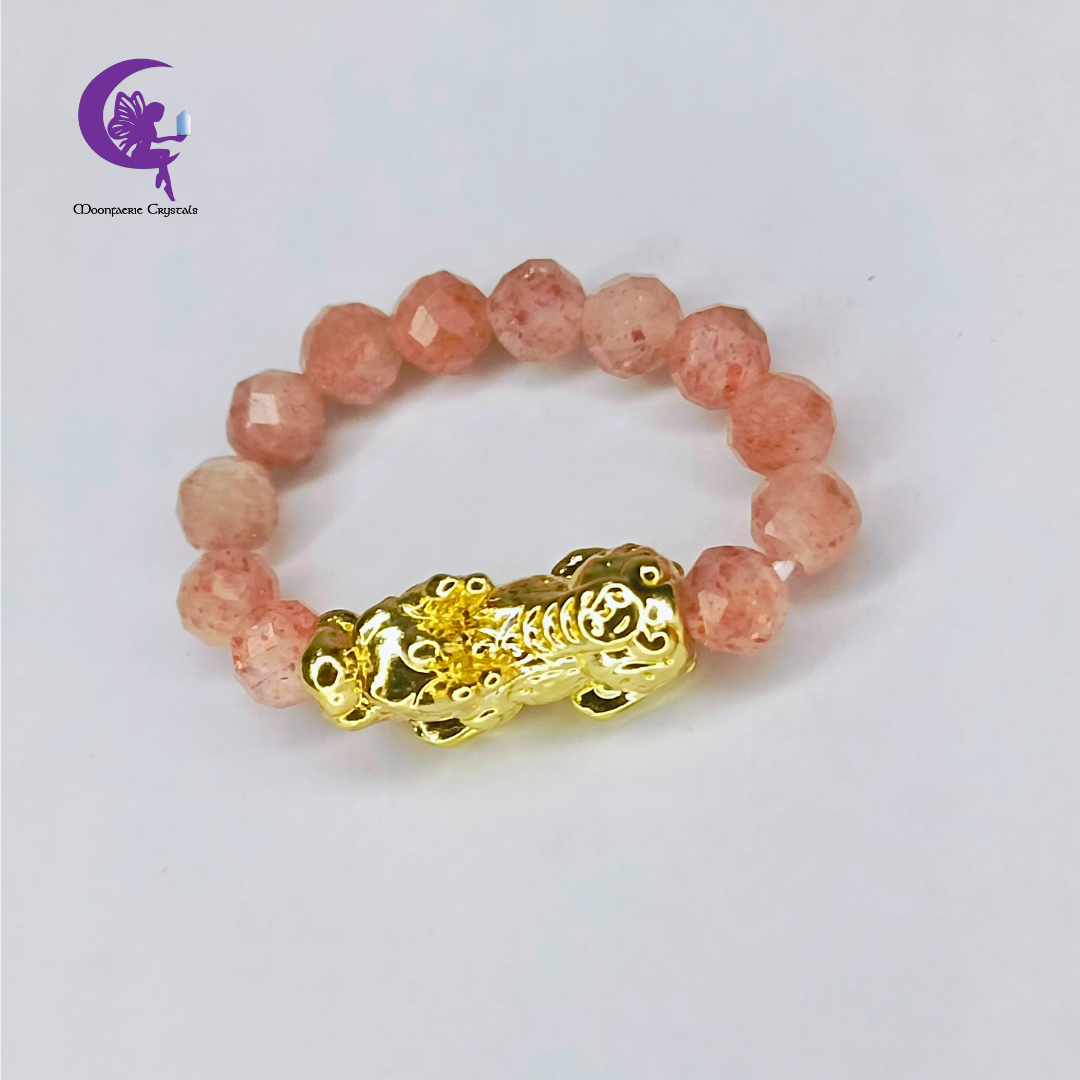Moonfaerie Sunstone & Pi Xiu Golden Emperor Prosperity Ring