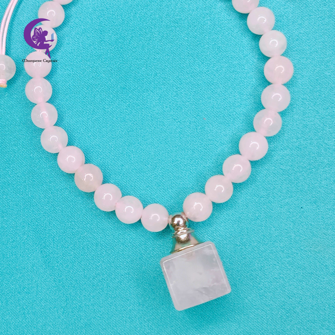 Rose Quartz Refillable Cube Gemstone Bracelet