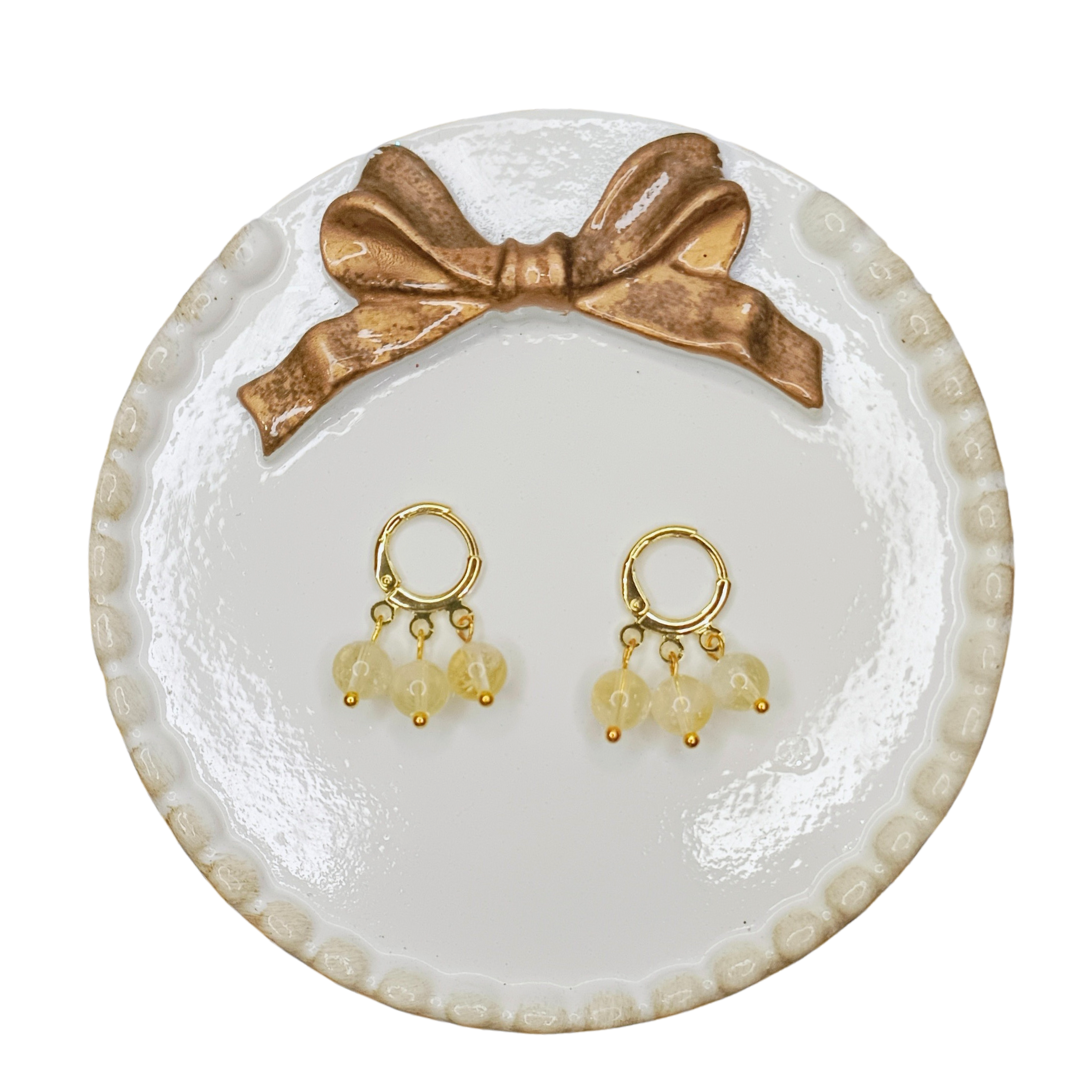 Triple Citrine Leverback Earrings — 3x Wealth, Joy, and Manifestation