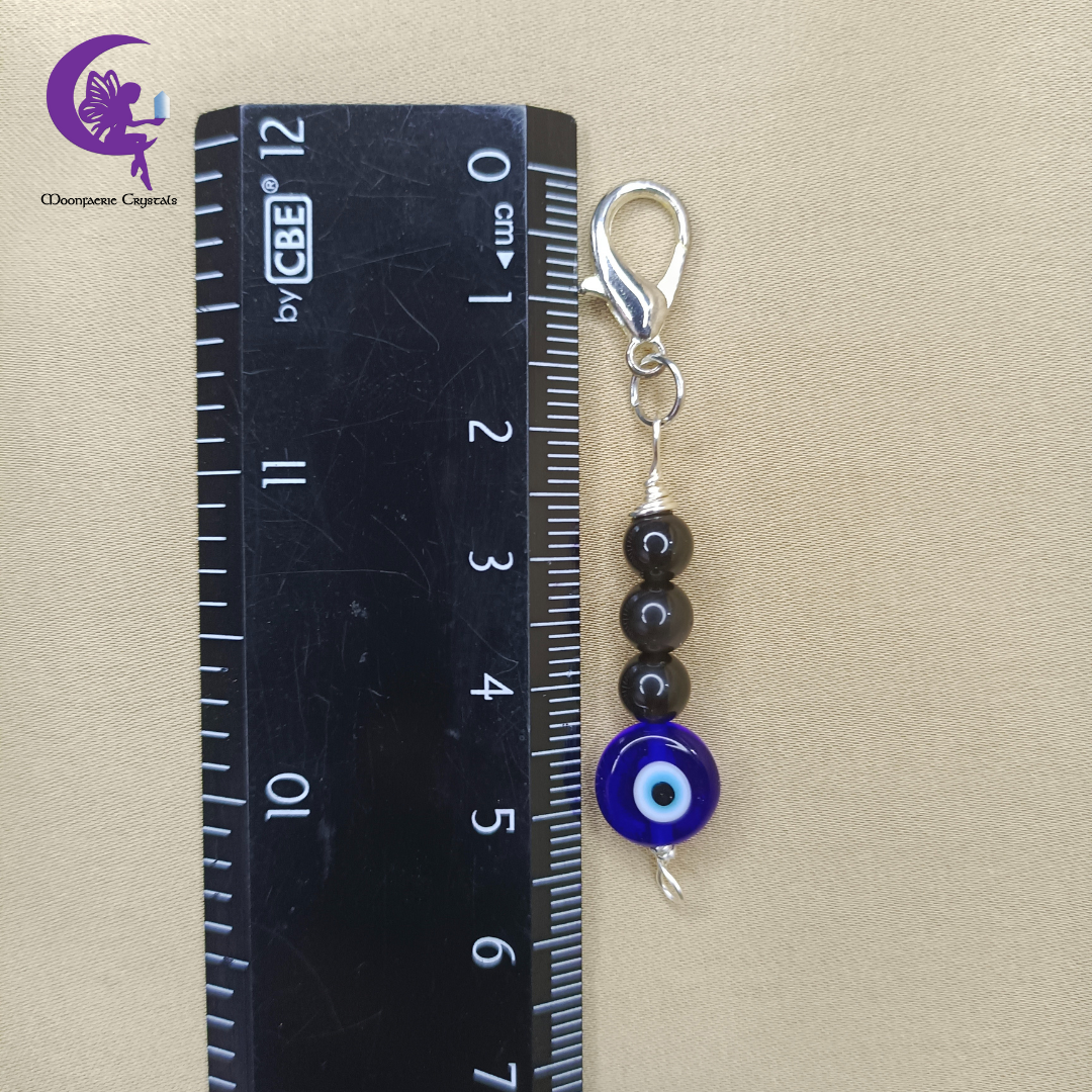 Evil Eye Black Obsidian Mini Keyring