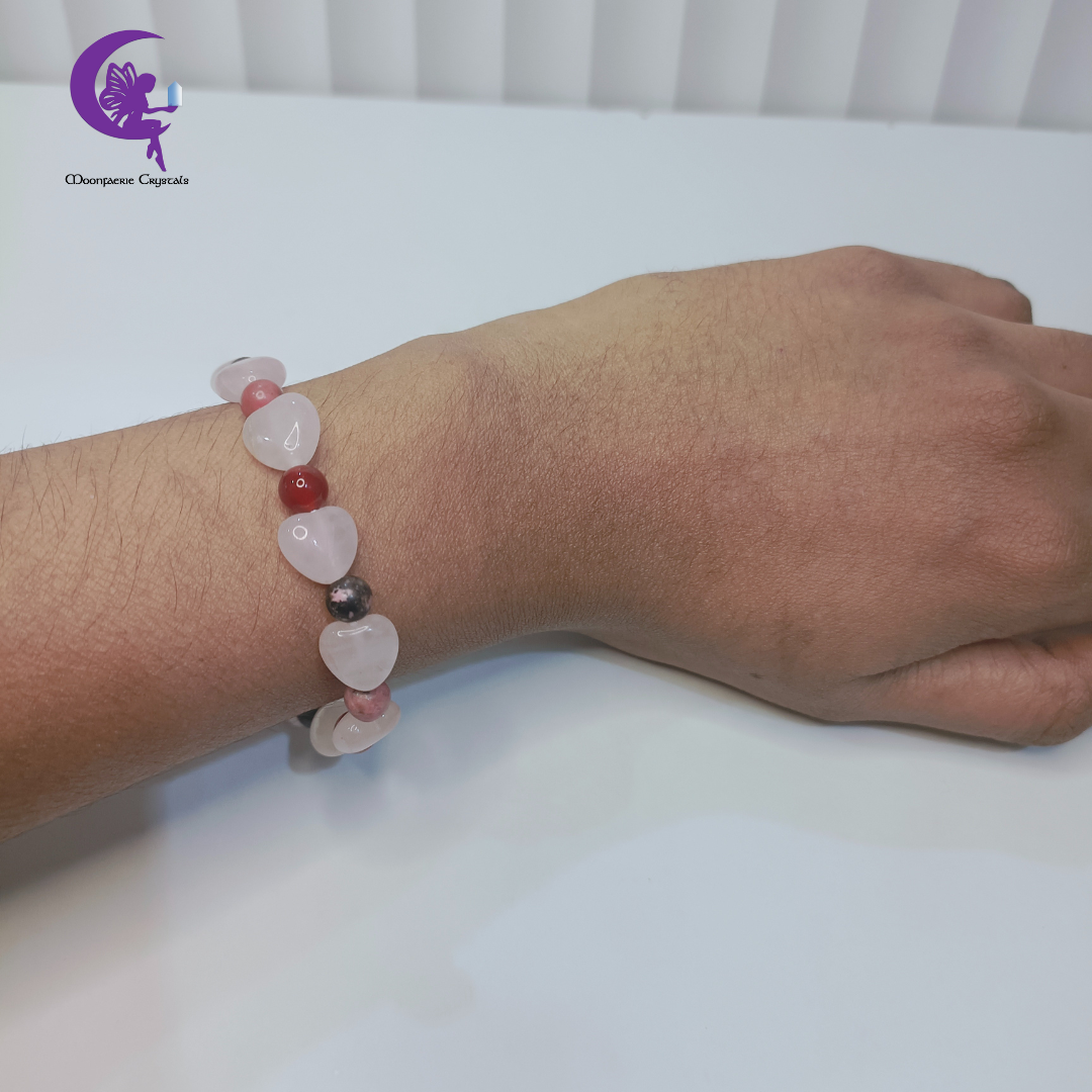 Heart Healing Potion Bracelet - Rose Quartz, Carnelian, Rhodonite and Garnet
