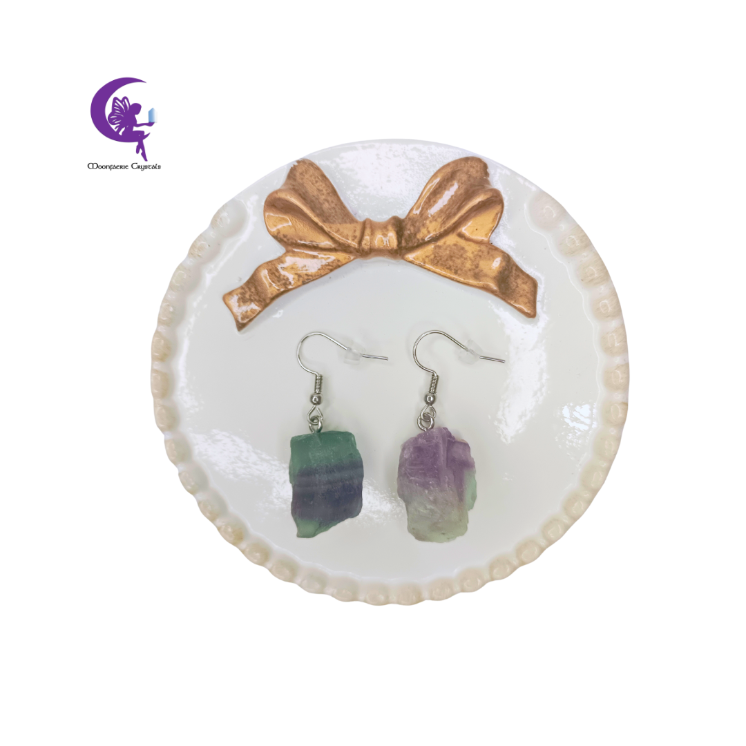 Raw Fluorite Dangle Earrings