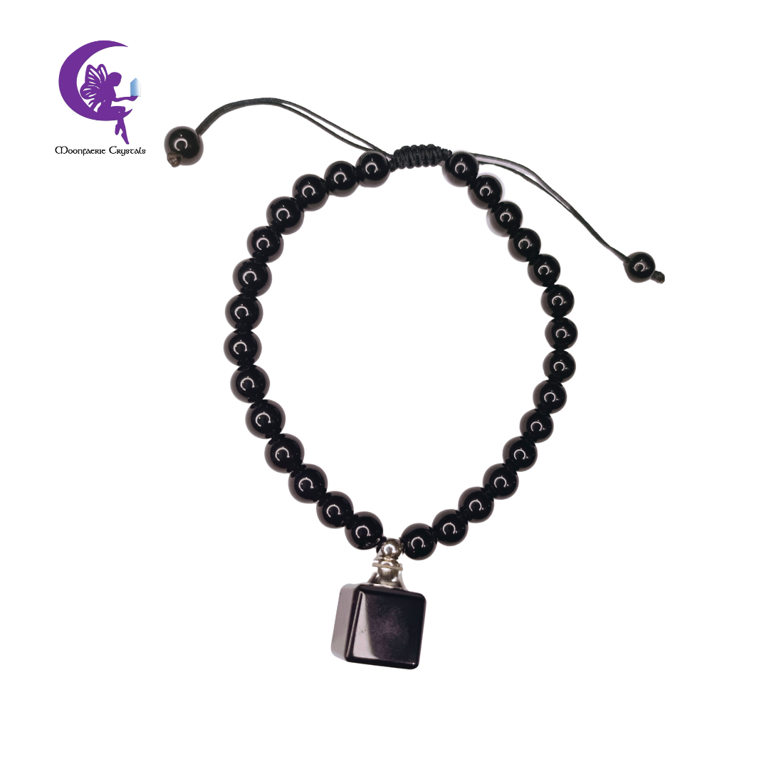 Black Obsidian Refillable Cube Gemstone Bracelet