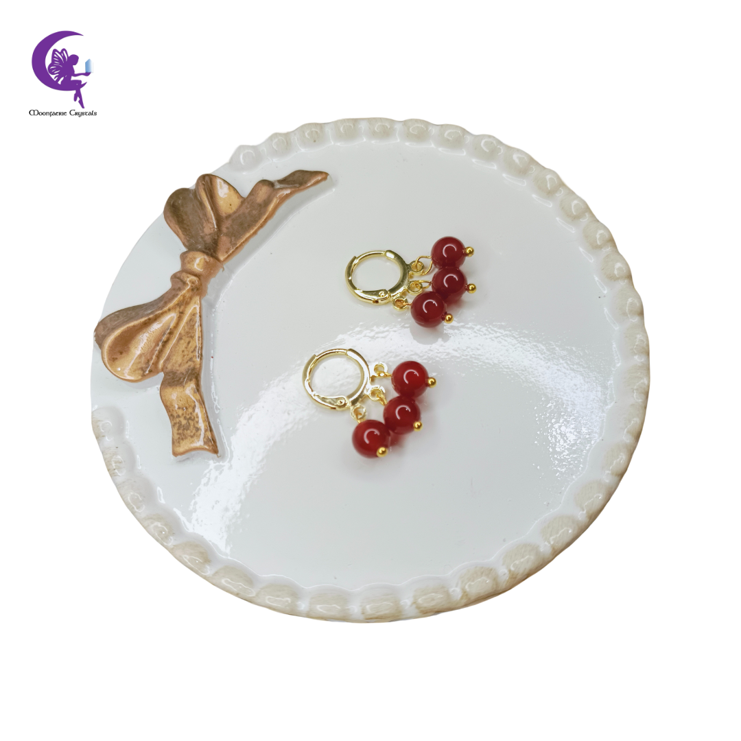 Triple Carnelian Leverback Earrings- 3x Passion, Courage, Creativity, and Vitality