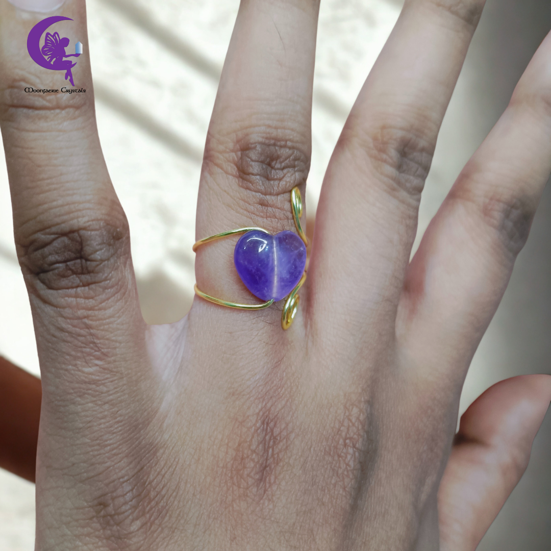 Crown & Third Eye Chakra Healer Ring – Amethyst