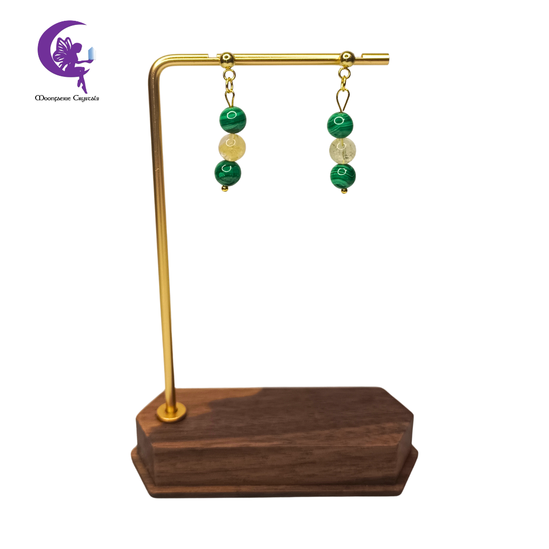 Vibrant Alchemy Earrings - Citrine & Malachite