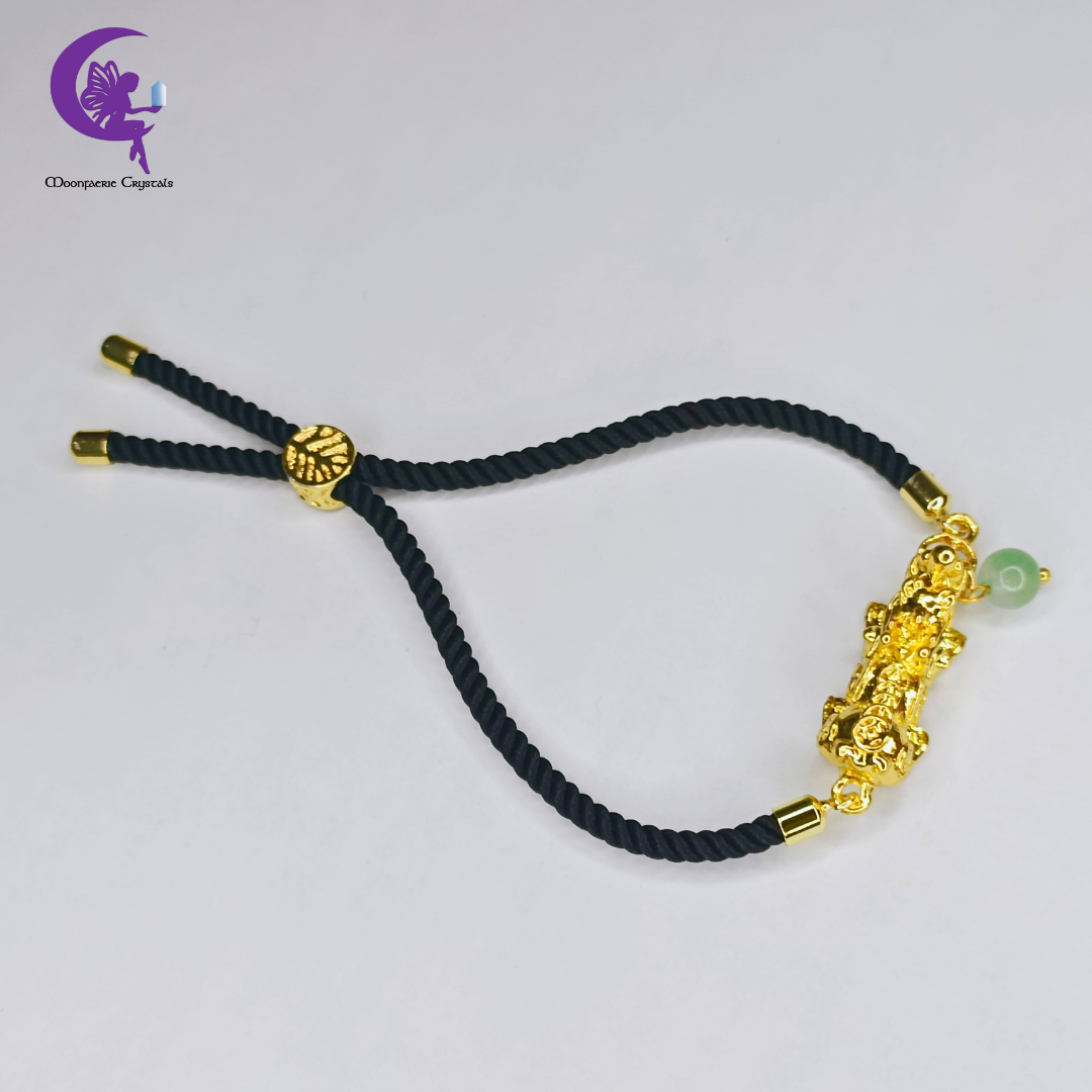 Pi Xiu Green Aventurine Adjustable Bolo Bracelet – Feng Shui Guardian of Prosperity & Peace