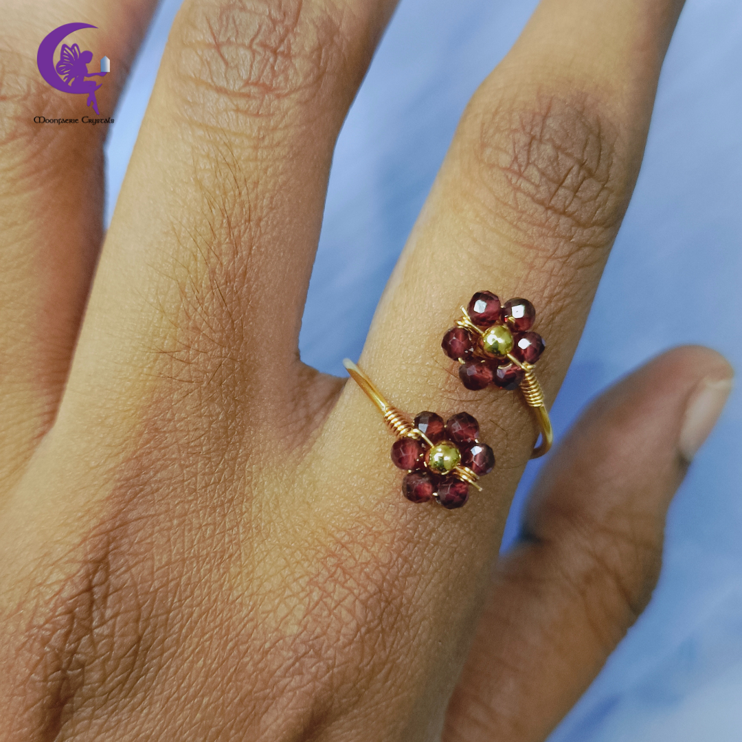 Garnet Sundrop Bloom Ring