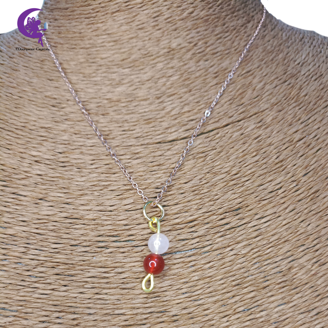 Minimalist Rose Quartz & Carnelian Gem Necklace