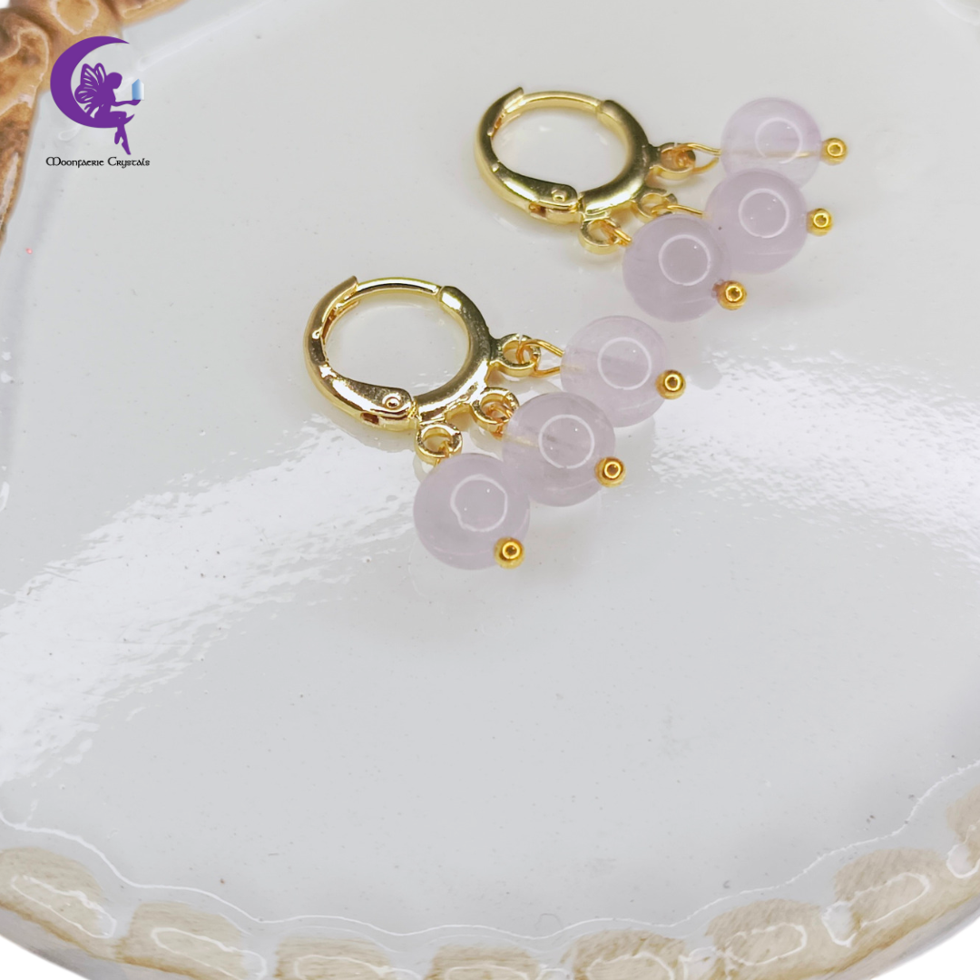 Triple Amethyst Leverback Earrings - 3x Inner Peace, Wisdom & Spiritual Protection