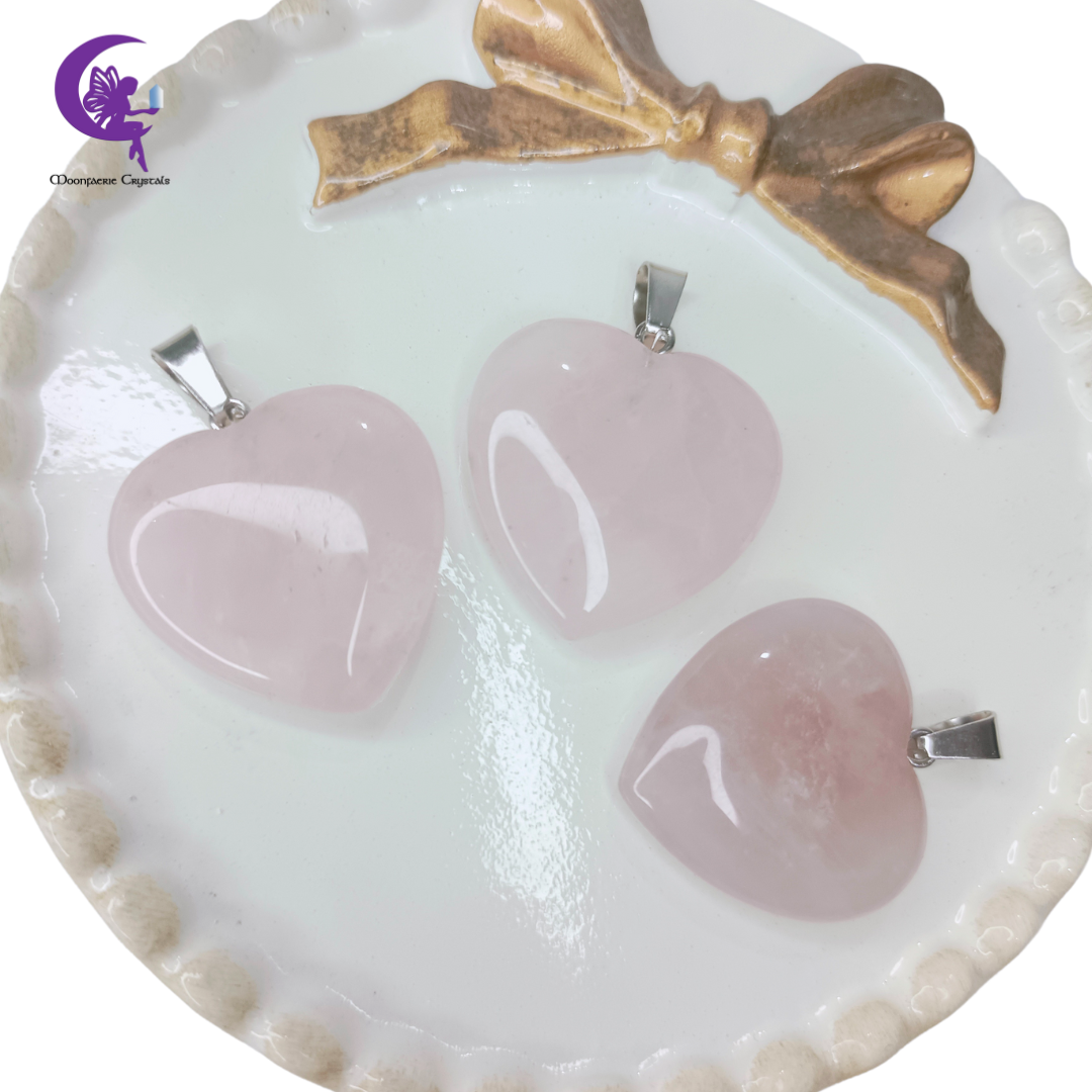Rose Quartz Heart Pendant for Love, Healing & Serendipity