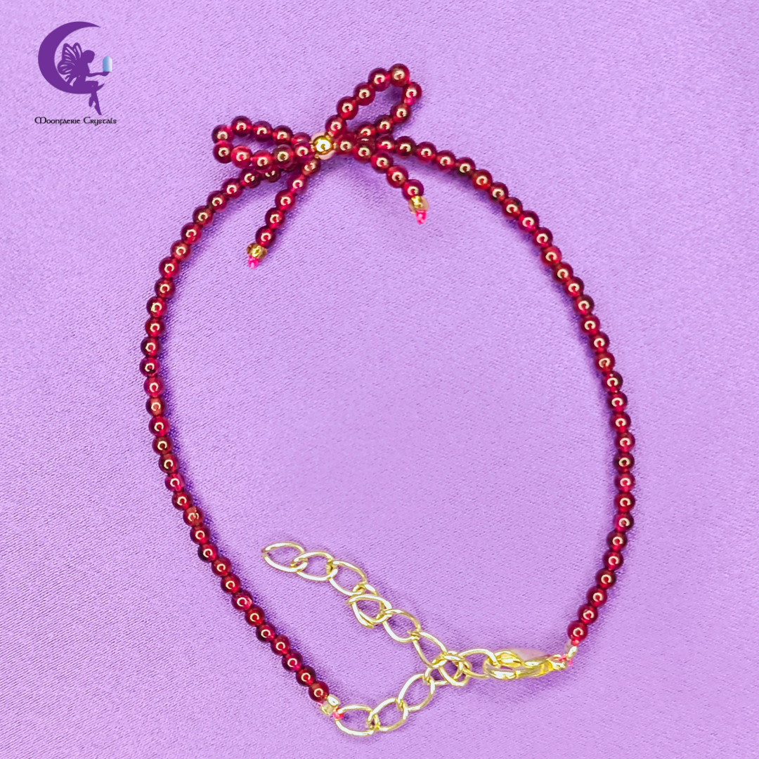 Garnet Bow Bracelet - Strength, Resilience & Vitality