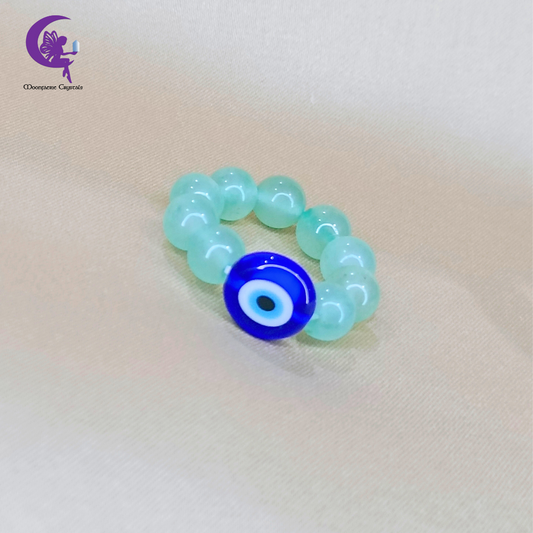 Evil Eye Green Aventurine Beaded Ring – The Money Magnet